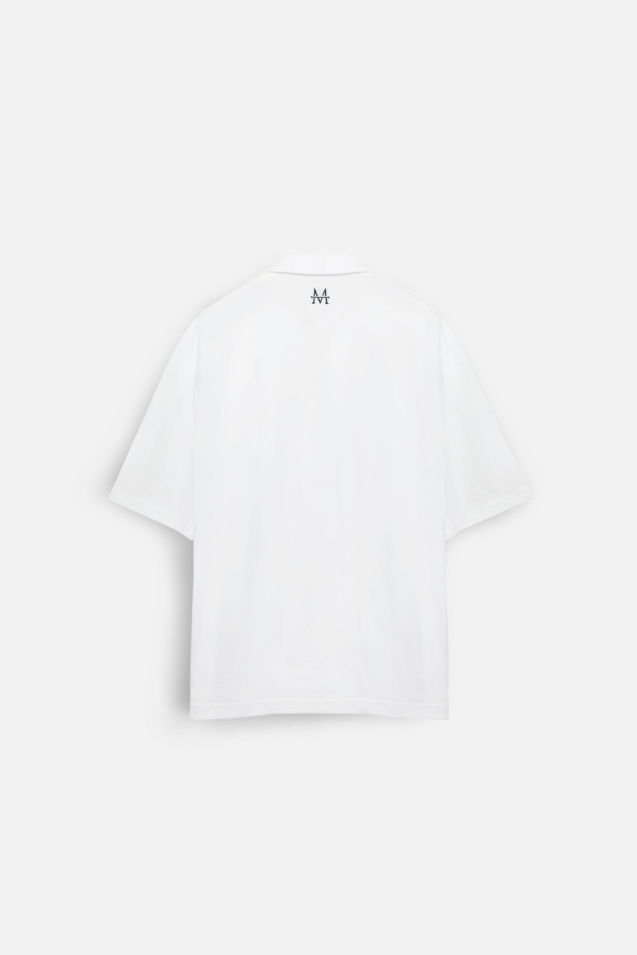 White t-shirt with 'M' logo